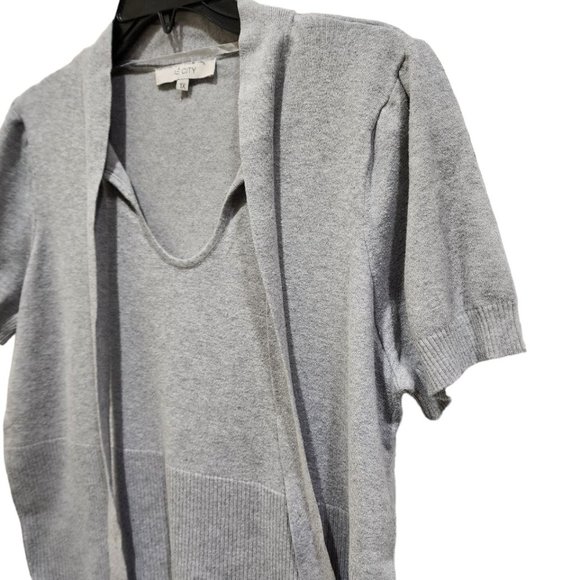 AE City Bow Front Sweater Women's Size 1X Gray Short Sleeve Top - Picture 8 of 15